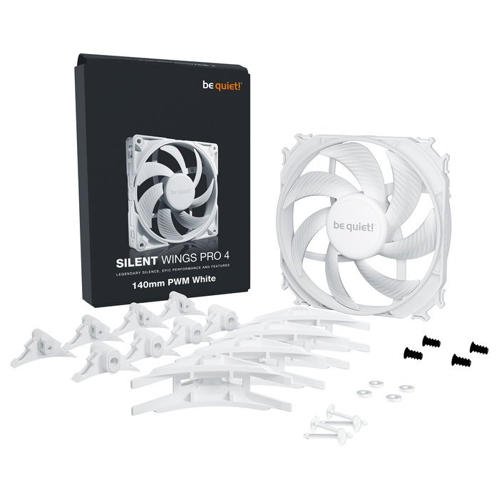 Be Quiet! Ventilador PC SILENT WINGS PRO 4 Blanco 140mm, 165.5 m3/h, 2400 RPM, PWM, Rodamiento FDB, BL119