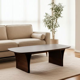 Mesa Centro Marrón Madera de Acacia 130 X 70 X 40 cm