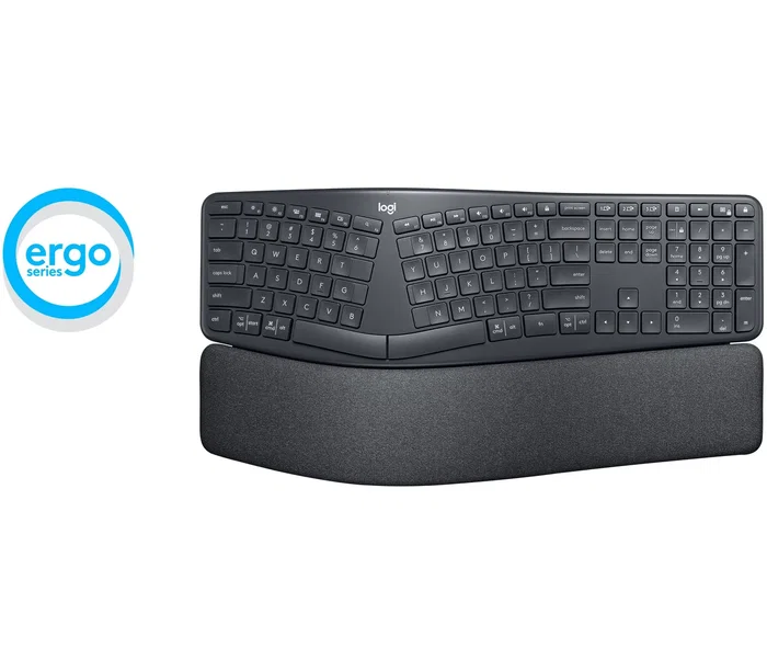 Logitech ERGO K860 920-009874 Teclado Inalámbrico RF + Bluetooth Completo (100%) Switch Semimecánico QWERTZ Suizo para Oficina Color Grafito