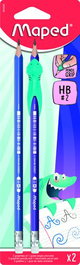 Lapiz De Grafito Maped Con Goma - Hb Blister De 2 + 1 Grip