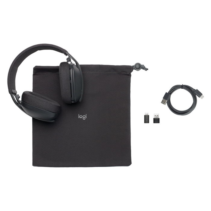 Logitech Zone Vibe Wireless MS Auriculares Diadema Inalámbrico Bluetooth USB-C, Optimizados para Microsoft Teams, Grafito