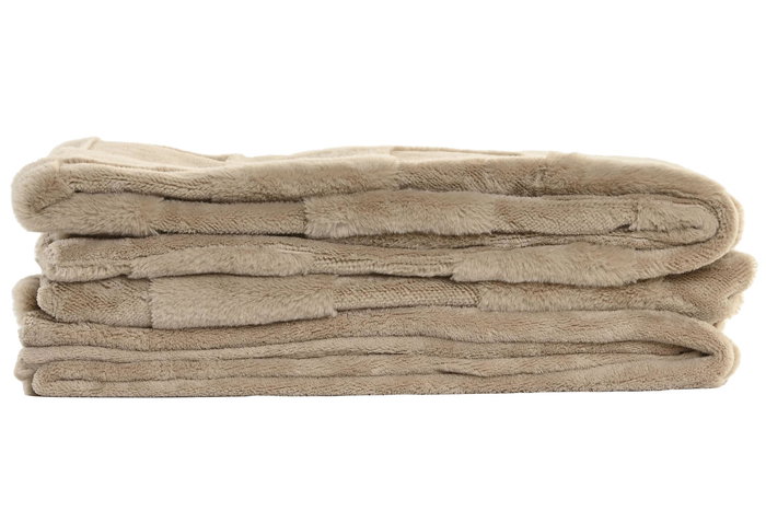 DKD Home Decor Rabit fur april 25 a Manta Beige 170 x 130 cm (2 Unidades)