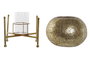 DKD Home Decor Portavelas Oriental Dorado Metal y Cristal 24 x 20 x 24 cm