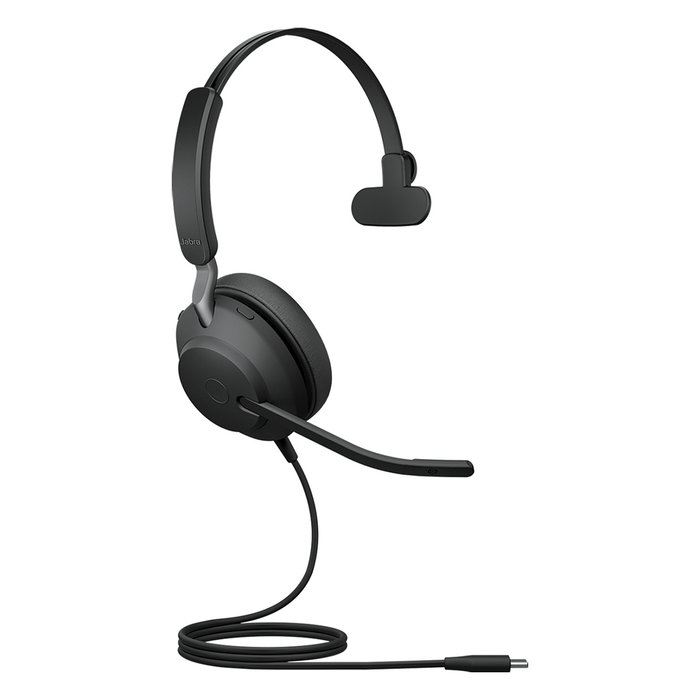 Jabra Evolve2 40 SE Auricular USB-C con diadema para Comunicaciones Unificadas (UC), alámbrico, mono, negro para oficina/centro de llamadas