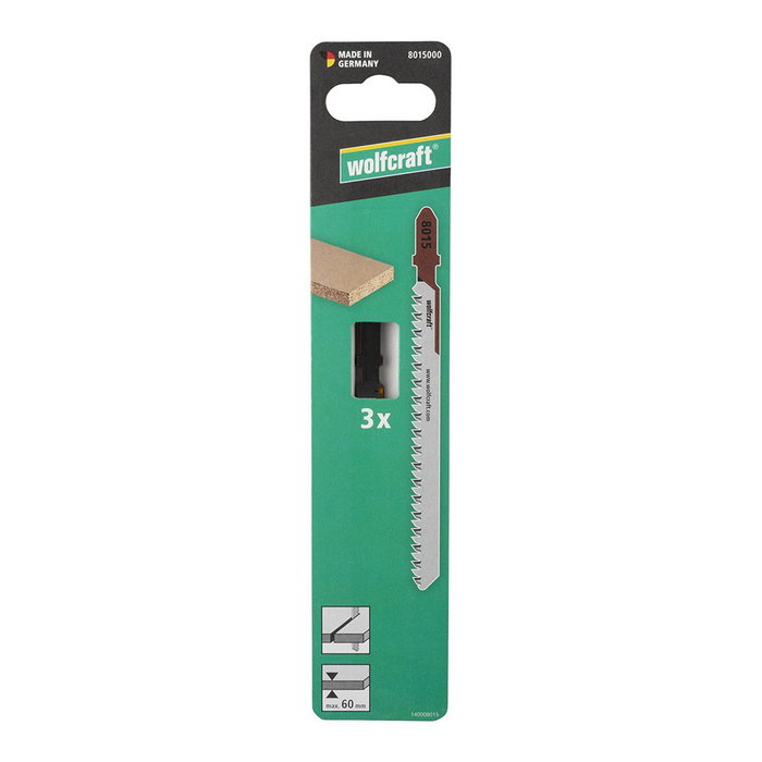 Wolfcraft Hojas de sierra de calar HCS vástago en T corte fino 60 mm Wolfcraft Hojas de sierra de calar HCS vástago en T corte fino 60 mm