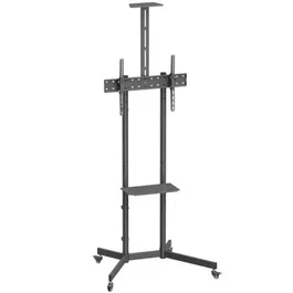AISENS - SOPORTE DE SUELO ECO CON RUEDA, BANDEJA PARA DVD Y SOPORTE DE CAMARA PARA MONITOR/TV 45KG DE 37-70, NEGRO