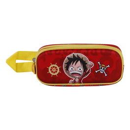 KARACTERMANIA Portatodo 3D Luffy One Piece Doble Compartimento Estuche Escolar 22x8x9,5cm