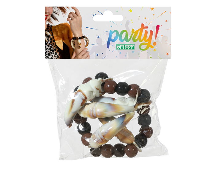 Pulsera Dientes Cavernícola Mujer Adulto para Fiestas Temáticas, Carnaval y Halloween