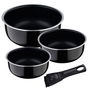 Bergner BG-31608-BK Set 3 Cazos Click & Cook Aluminio Prensado ø16 / ø18 / ø20 cm + Mango Multiusos Negro