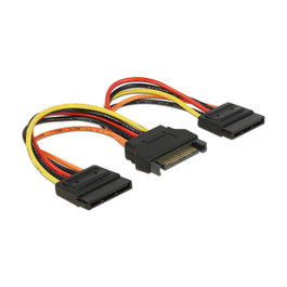 DeLOCK Cable de Alimentación SATA 15 Pines a 2 x 15 Pines, 15 cm