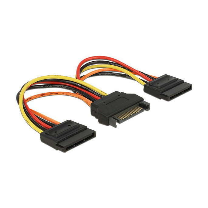 DeLOCK Cable de Alimentación SATA 15 Pines a 2 x 15 Pines, 15 cm DeLOCK Cable de Alimentación SATA 15 Pines a 2 x 15 Pines, 15 cm