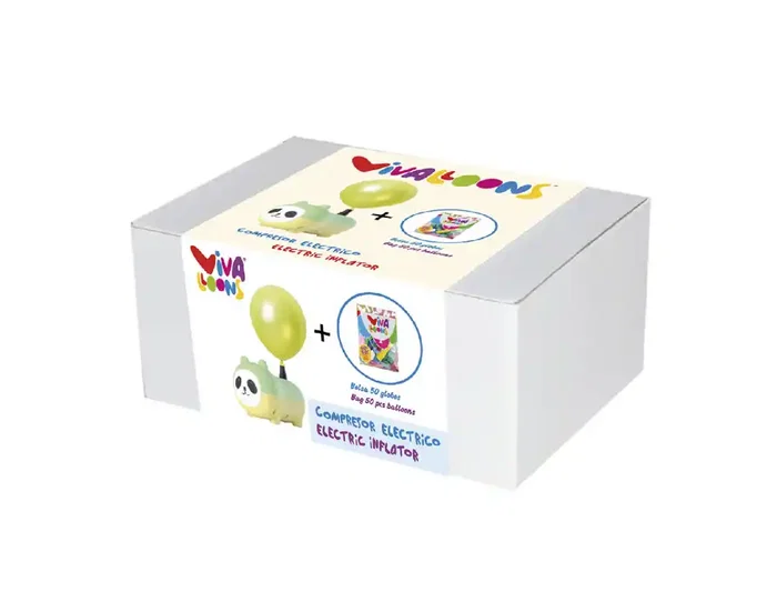 Blanca Compresor Eléctrico Panda 450W con Bolsa de 50 Globos de Látex Biodegradable Colores Surtidos de Regalo