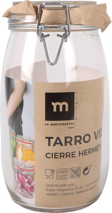 La Mediterranea Tarro Hermético Vidrio Clip 1500 ml (12 Unidades)
