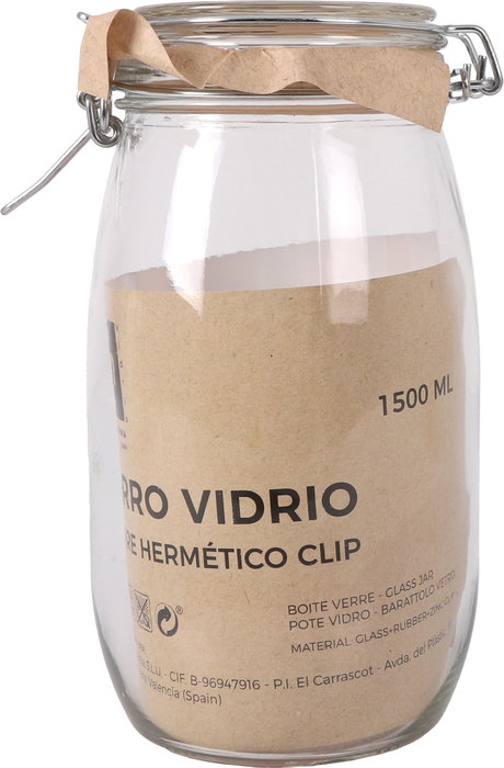 La Mediterranea Tarro Hermético Vidrio Clip 1500 ml (12 Unidades)