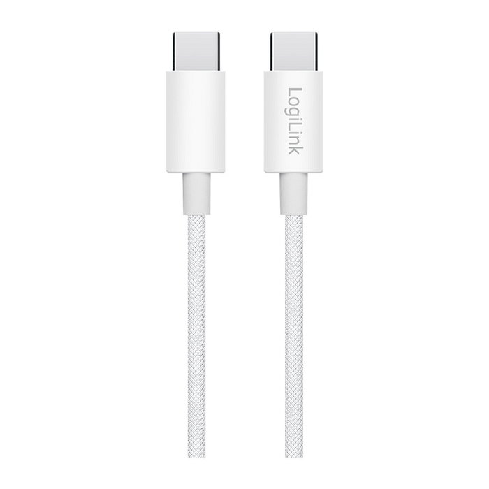 LogiLink Cable USB 2.0 Tipo-C a Tipo-C de 0,5 m, 60W, Blanco