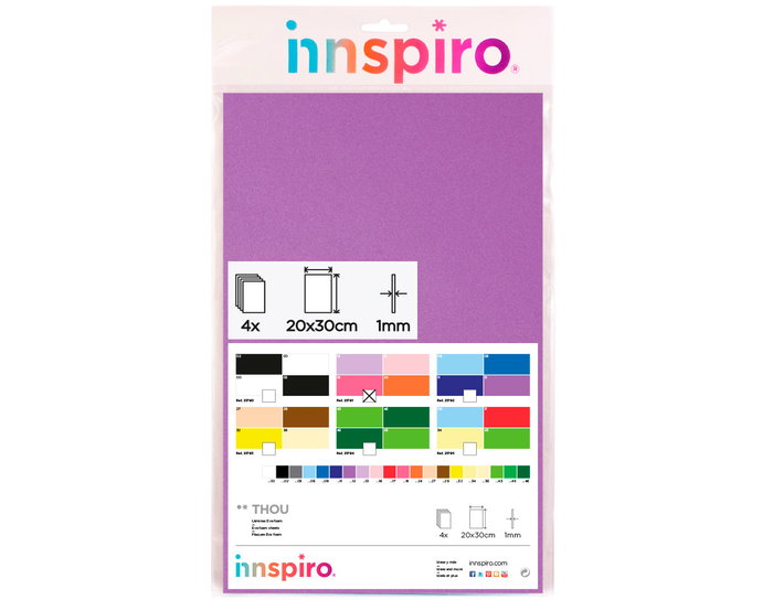 Innspiro Set de 4 láminas de goma EVA de 20x30cm de 1mm