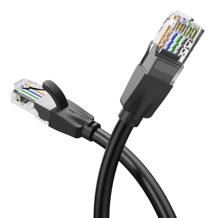Vention IBEBK Cable Ethernet Cat6 8m UTP RJ45, Negro, 1000 Mbps, Gigabit, Plug & Play, 26AWG, Conectores Chapados en Oro