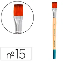 Liderpapel Pincel Nº 15 Punta Plana Pelo Sintético para Pintura Acrílica y Acuarela Certificado FSC
