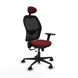 PIQUERAS Y CRESPO Silla de oficina Jorquera con mecanismo Sincro/Traslack Granate y Negro