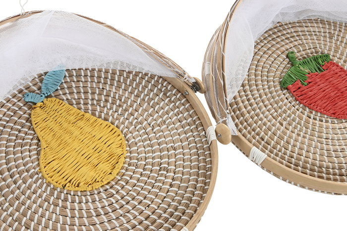 DKD Home Decor Cubreplatos Seagrass Fruta 2 Unidades Surtidas