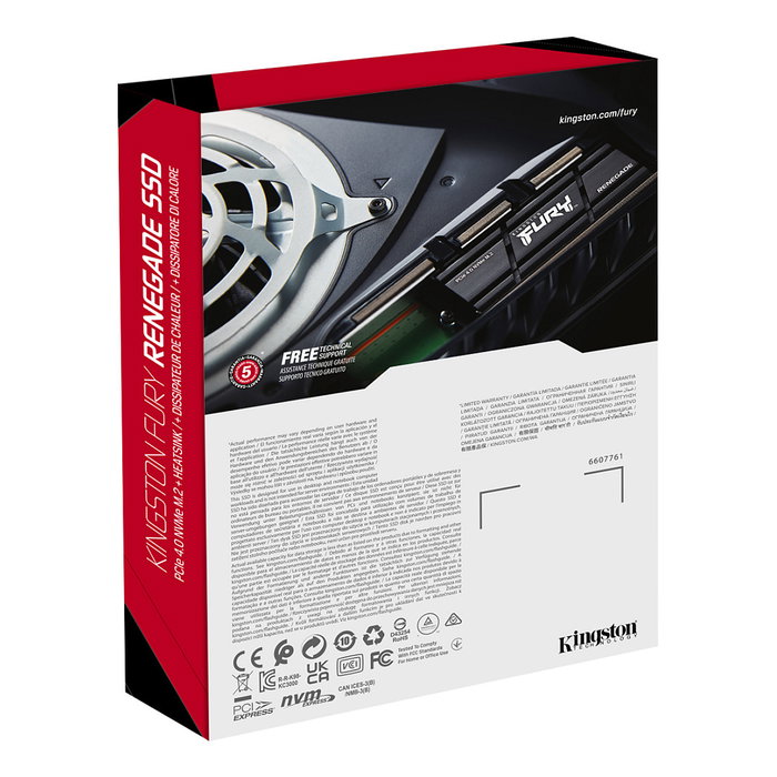 Kingston FURY Renegade 2 TB M.2 2280 PCIe 4.0 NVMe SSD con Disipador Kingston FURY Renegade 2 TB M.2 2280 PCIe 4.0 NVMe SSD con Disipador