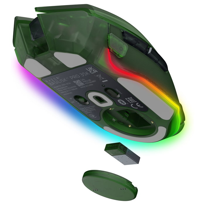 Razer Basilisk V3 Pro 35K Ratón Óptico Inalámbrico y USB Type-A, 35000 DPI, Phantom Green Ed.