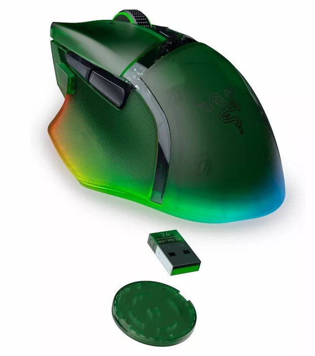 Razer Basilisk V3 Pro 35K Phantom Green Ed. Ratón Ergonómico para Gaming, Inalámbrico, RGB, 35000 DPI