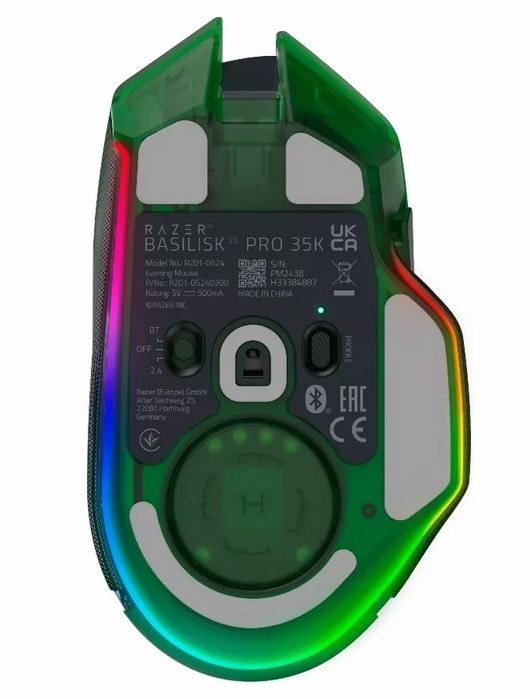 Razer Basilisk V3 Pro 35K Phantom Green Ed. Ratón Ergonómico para Gaming, Inalámbrico, RGB, 35000 DPI