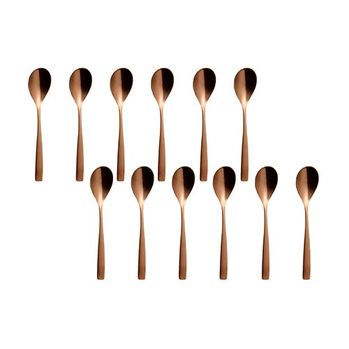SUMMA Cuchara Café Sinxelo Satin Cobre - Acero Inoxidable 18/10, 140 mm (Set de 12)