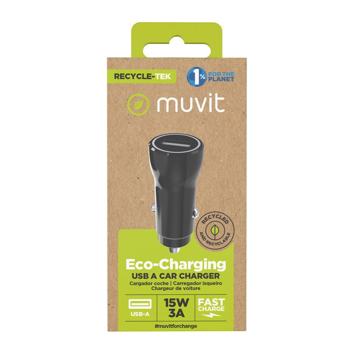 muvit for change cargador coche USB 2.4A 12W negro