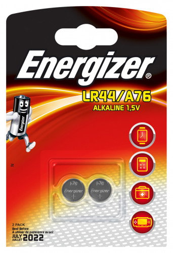 Energizer Pilas de Botón Alcalinas LR44 1,5V Blíster de 2 unidades