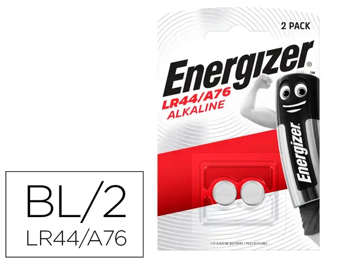 Energizer Pilas de Botón Alcalinas LR44 1,5V Blíster de 2 unidades