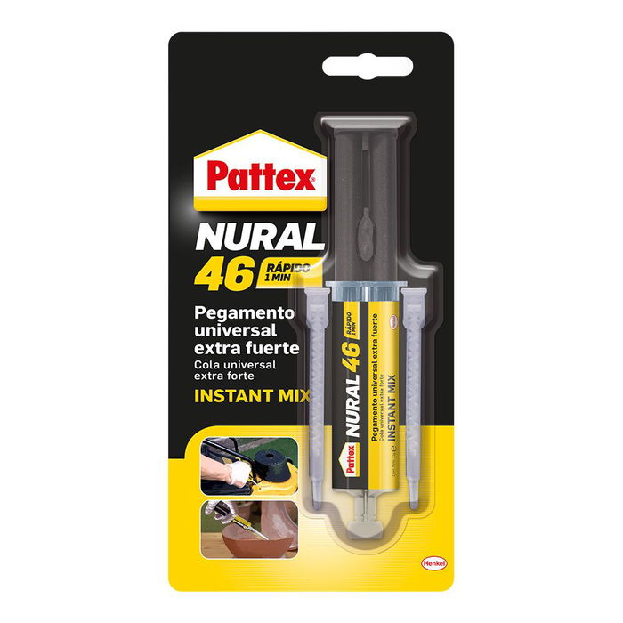 Pattex 2117155 Nural 46 Adhesivo Bicomponente Reparador Universal para Diversidad de Materiales, Unión Rápida y Duradera en Jeringa