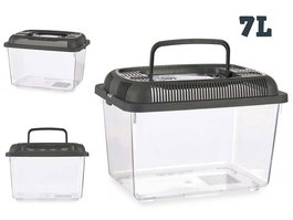 Mascow Pecera Grande 30x20 cm Antracita Plástico Transparente Gris con Asas Doble Apertura 7 L (Set de 8)