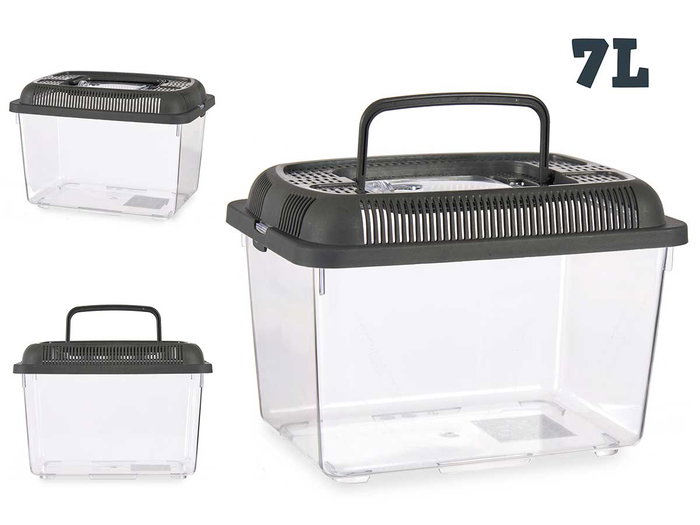 Mascow Pecera Grande 30x20 cm Antracita Plástico Transparente Gris con Asas Doble Apertura 7 L (Set de 8) Mascow Pecera Grande 30x20 cm Antracita Plástico Transparente Gris con Asas Doble Apertura 7 L (Set de 8)