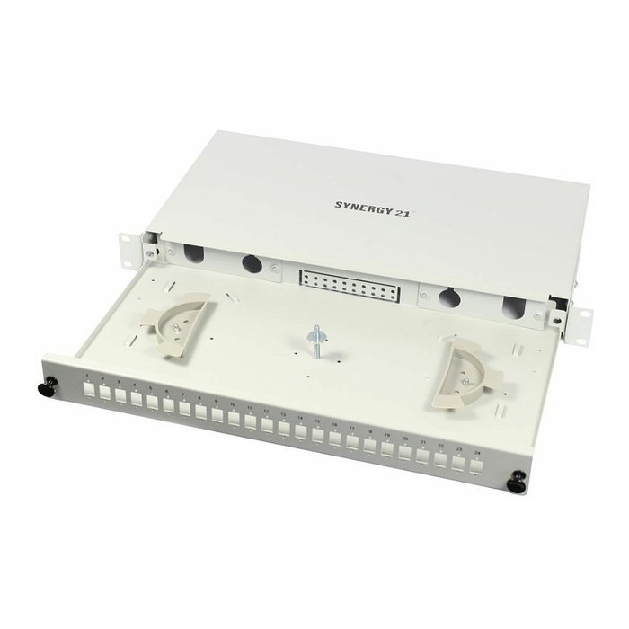 Synergy21 LWL-Patchpanel para 24xLC/LSH(E2000)-Duplex-Buchsen, 19/1HE, sin Kupplungen, Color Gris Claro