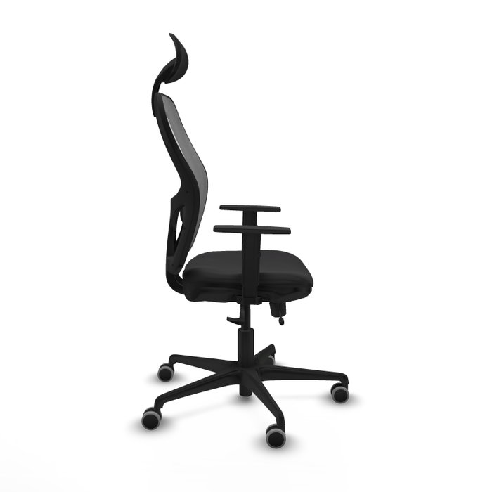 PIQUERAS Y CRESPO Silla de oficina Jorquera con mecanismo Sincro/Traslack, Malla Gris y Similpiel Negro