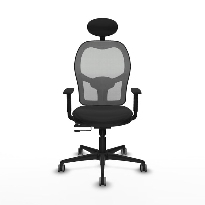 PIQUERAS Y CRESPO Silla de oficina Jorquera con mecanismo Sincro/Traslack, Malla Gris y Similpiel Negro