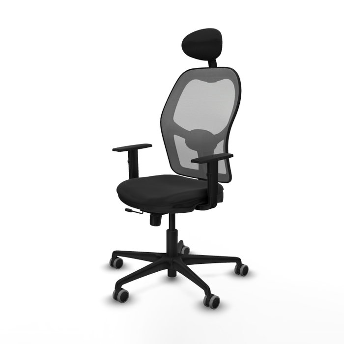 PIQUERAS Y CRESPO Silla de oficina Jorquera con mecanismo Sincro/Traslack, Malla Gris y Similpiel Negro