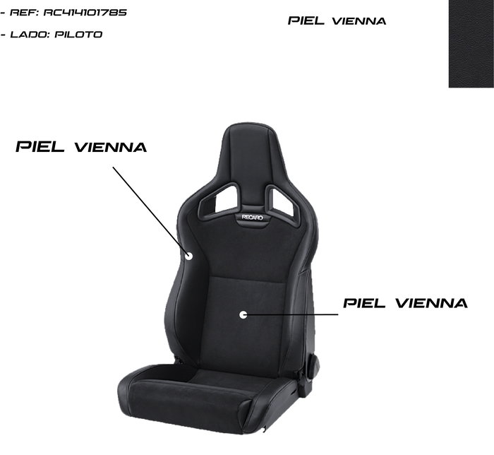 Recaro Asiento Deportivo Cross Sportster CS RC414101785 Piel Vienna Negro Con Calefacción - Versión Piloto, Abatible, Homologado TÜV
