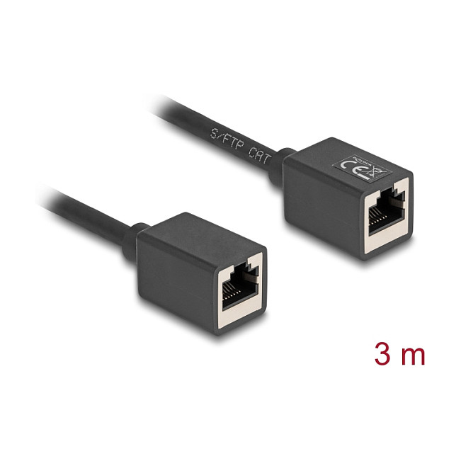 DeLOCK Cable de Red 90332 RJ45 Hembra a RJ45 Hembra Cat.6A S/FTP 3 m Negro - Extensión/Patch