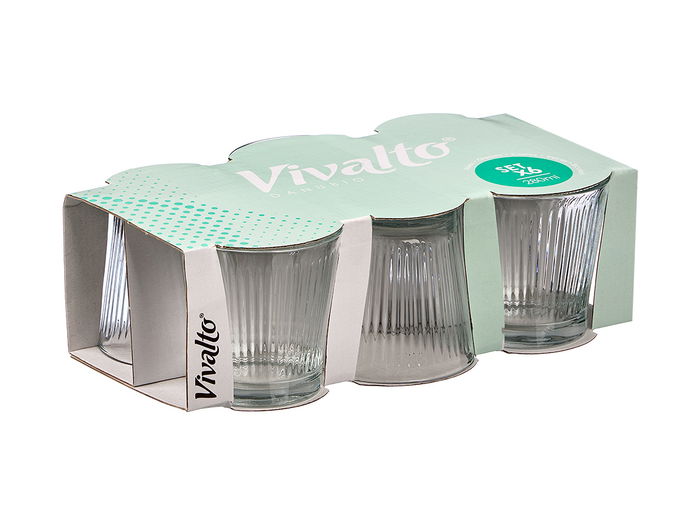 Vivalto Set 6 Vasos Raya Vertical 280ml Vidrio Transparente 27.5x9x16cm (Set de 8)