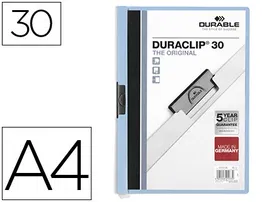 Durable Carpeta Duraclip Dossier Pinza Lateral Azul Capacidad 30 Hojas Din A4