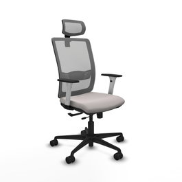 PIQUERAS Y CRESPO Silla de oficina Haches con mecanismo Sincro/Traslack, Blanco y Gris
