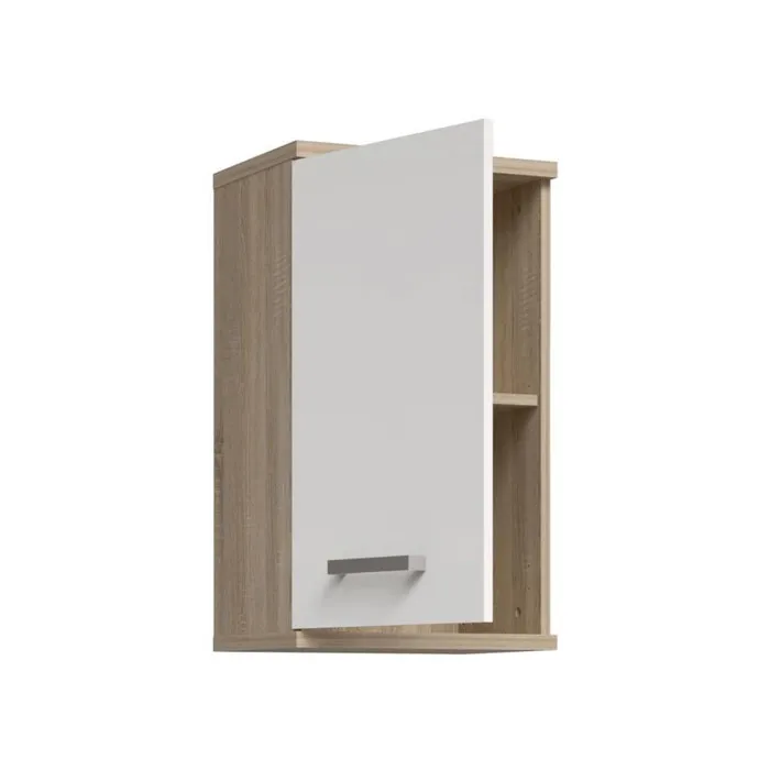 Forte VERH10Q34 Armario Mural Blanco / Roble Sonoma 1 Puerta Mueble de Baño 68,8 x 29 x 40,2 cm