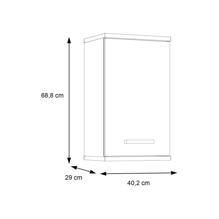 Forte VERH10Q34 Armario Mural Blanco / Roble Sonoma 1 Puerta Mueble de Baño 68,8 x 29 x 40,2 cm
