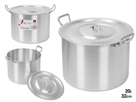 KINVARA Olla de Aluminio 32 cm 20 L Plata (Pack de 2) Fabricación Profesional