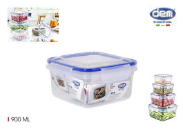 Dem Fiambrera Hermética Cuadrada 900Ml 14,5x8,1x14,3Cm (12 Unidades)