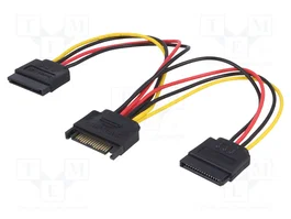 AKYGA Cable SATA 0,15m con 1 conector macho y 2 hembras