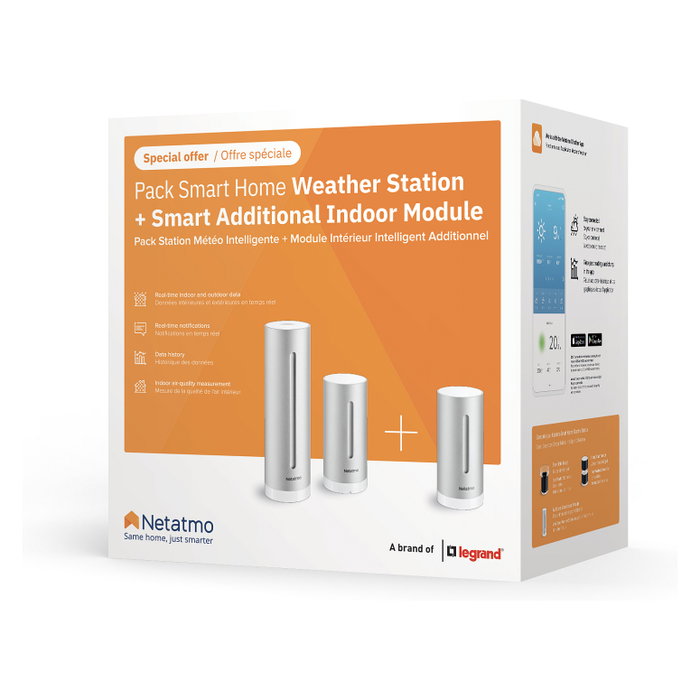 NetAtmo Estación Meteorológica Inteligente con Módulo Interior Plata